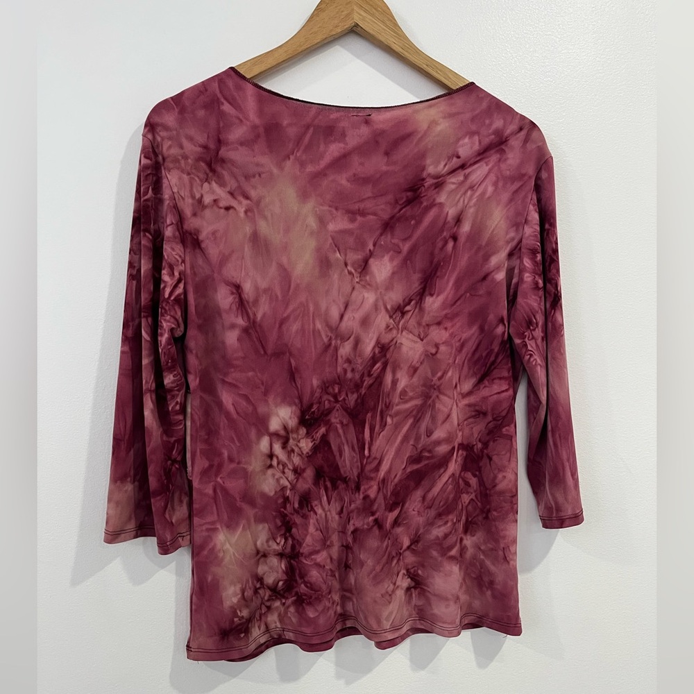 Bobbie Brooks Tie Dye Beaded Y2K Womens‎ Top 3/4 Sleeve Stretchy Size Large - Picture 5 of 8